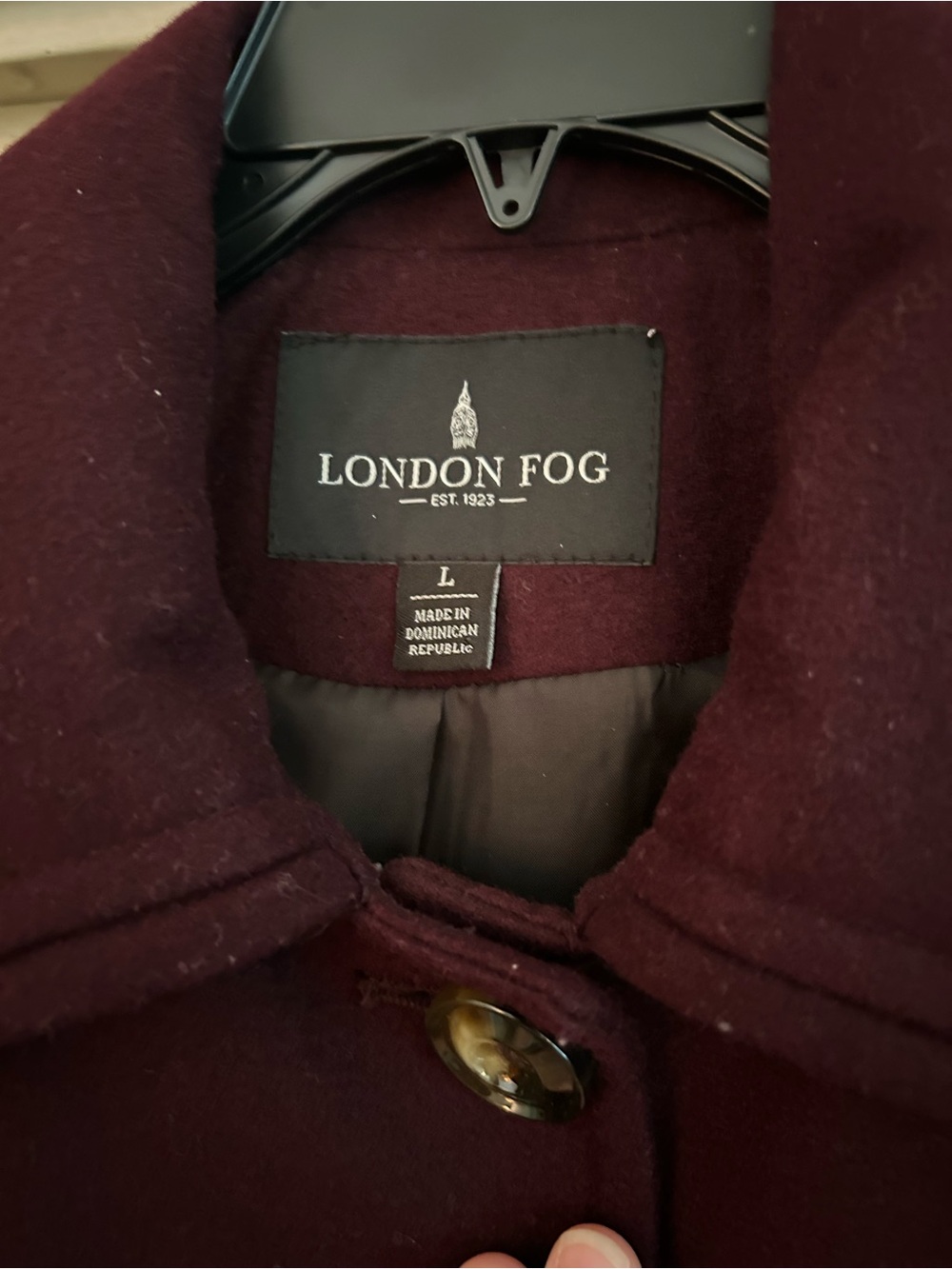 London Fog Women's Plum Wool-Blend Button Coat - Picture 4 of 4